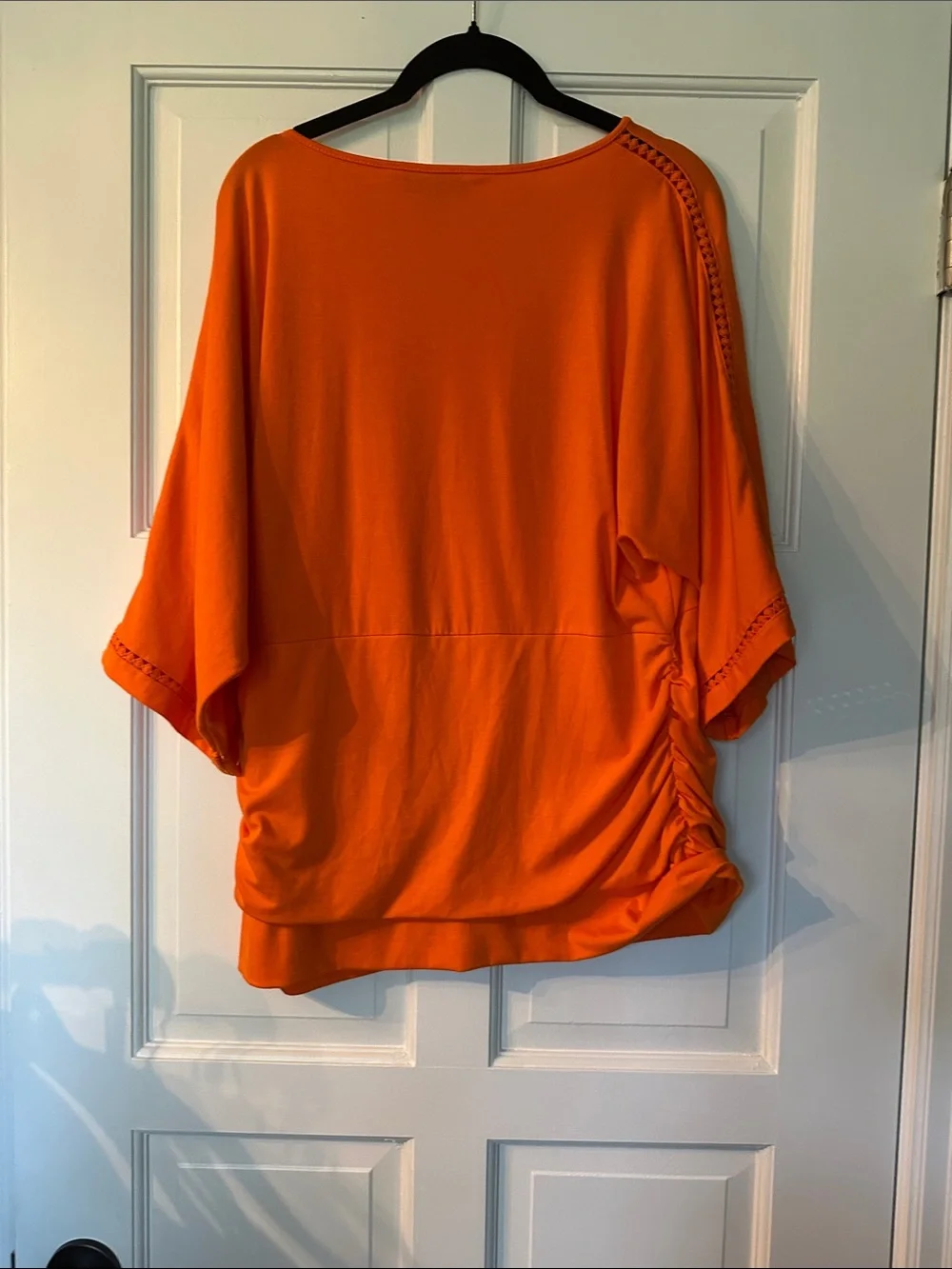 Peter Nygard  Orange Short Sleeve Ruched Tunic Size L